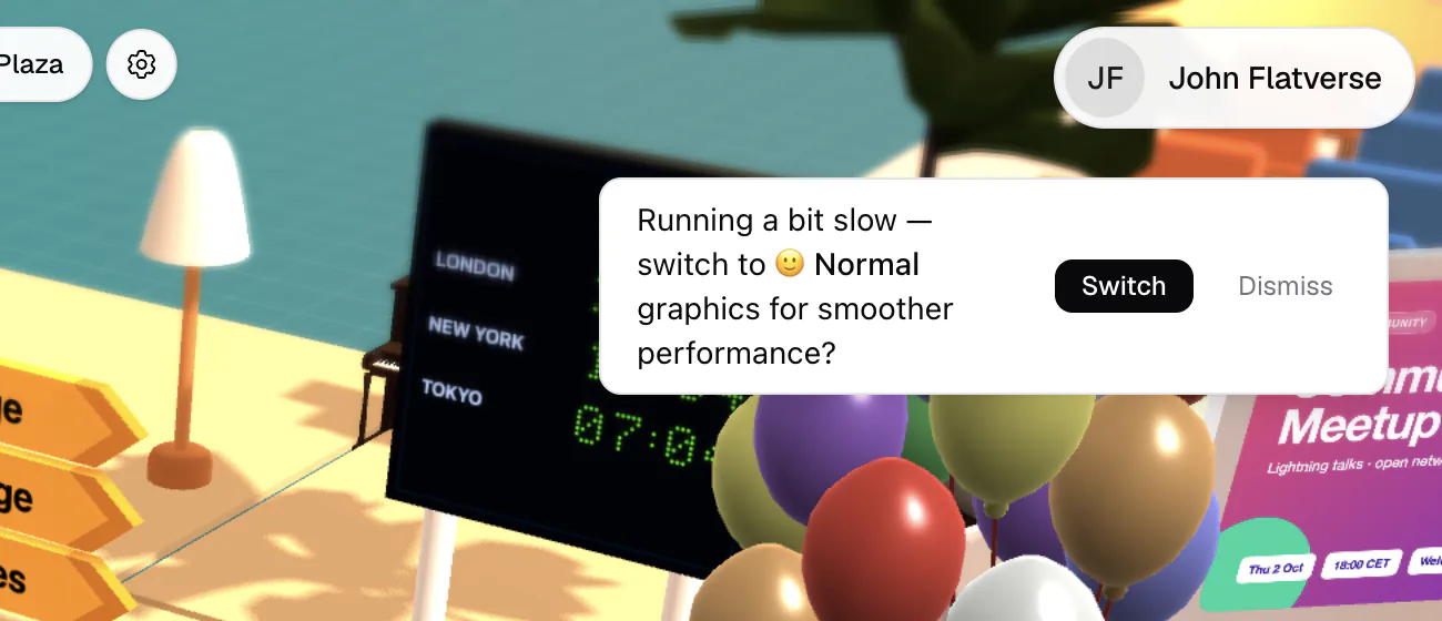 The Running a bit slow message with Switch and Dismiss buttons