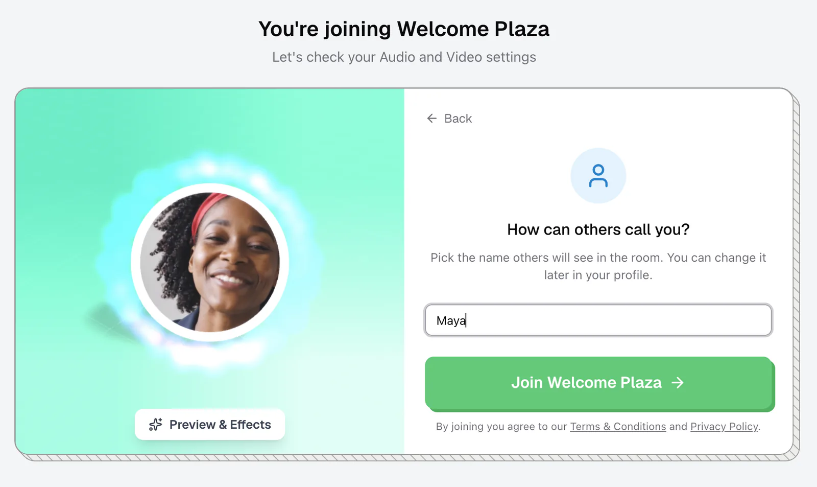 The guest name step asking how others can call you
