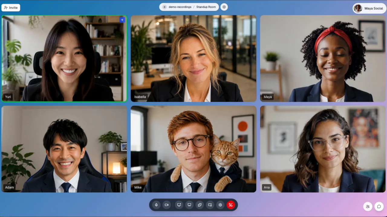 A Conference room showing a grid of participant video tiles