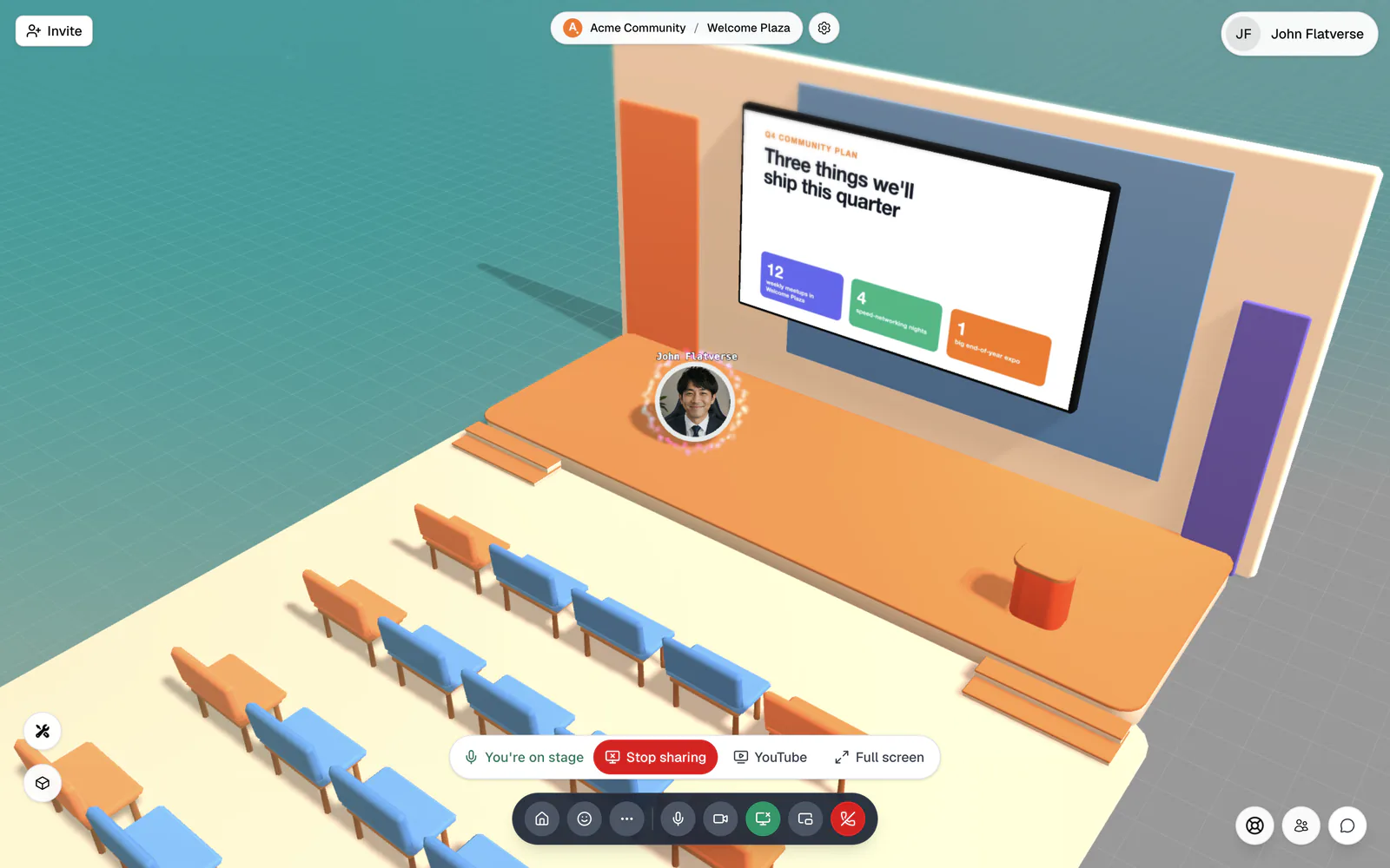 The presenter stage bar while sharing a screen
